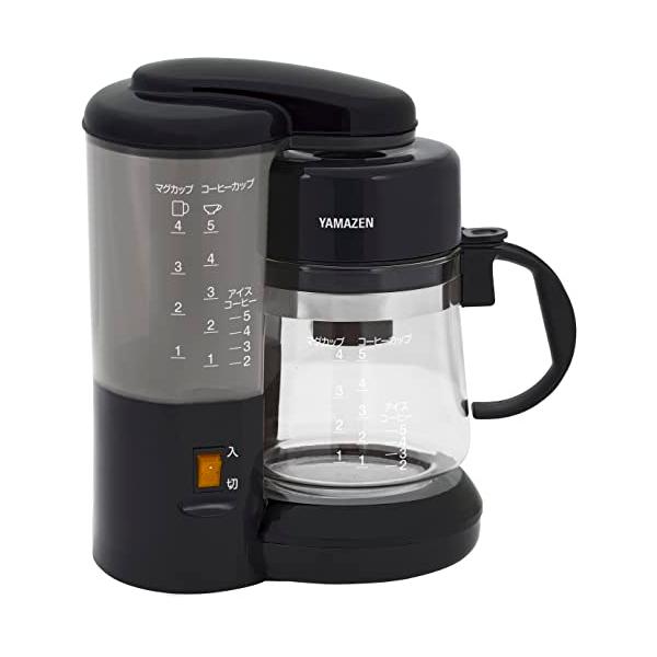 他サイト： 山善 コーヒーメーカー 650ml 5杯用 ドリップ式 アイスコーヒー 簡単操作 保温機能 水量目盛り付き コンパクト ブラック YCA-502の商品画像