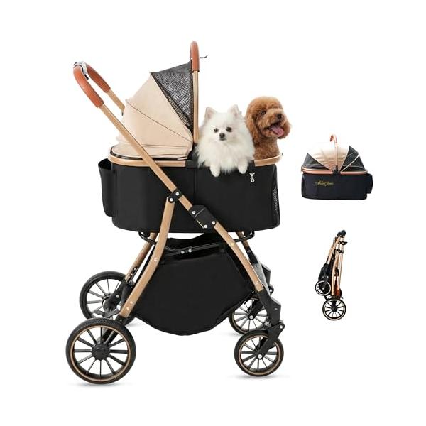 MILA&LOUIS ペットカート分離＆一体折りたたみ 取り外し可能 軽量ファッション 犬 カート人気 4輪耐摩耗 犬用 ベビーカー ドッグ バ
