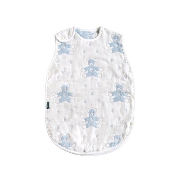 他サイト： 10mois(ディモワ) - SOULEIADO ふくふくガーゼ(6重ガーゼ) ベビースリーパー コットン100% モン・ヌヌース ブルー 着丈の商品画像