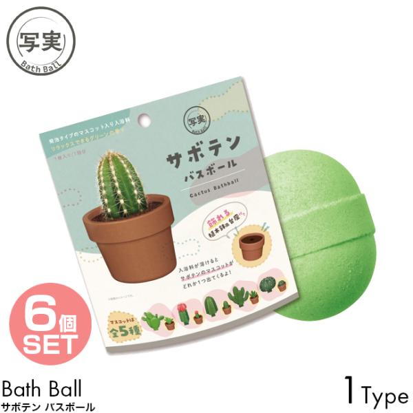 6個セット 写実 バスボール サボテン リラックスできるグリーンの香り 1個入り 1回分 全5種 台座付き バスボム 入浴剤 お風呂 おもちゃ キャラクター 子供 安い