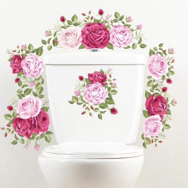 日本製ウォールステッカー バラ 薔薇 ローズ。「花飾りシリーズ」はL字や直線・曲線につなげたり、それぞれ個別に使用したり、自由にレイアウトして楽しめます。玄関、キッチン、トイレ、お風呂、家電、家具、リビングなど、色々な場所で使えるウォールス...