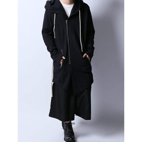 アズスーパーソニック As Super Sonic 税込 パーカー フード付きロングzip メンズ モッズパーカー F モード系 黒