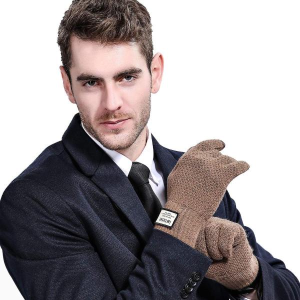 Golovejoy秋冬防寒グローブメンズビジネスプラス厚いファッションアウトドアニットタッチスクリーン手袋 日本製 ブラウン色 並行輸入品