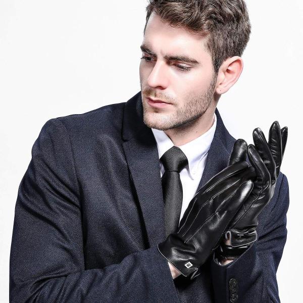 大好評です Golovejoyビジネス手袋メンズレザー防風防寒ハイグレード男性用カジュアル本革グローブ L 黒色 並行輸入品