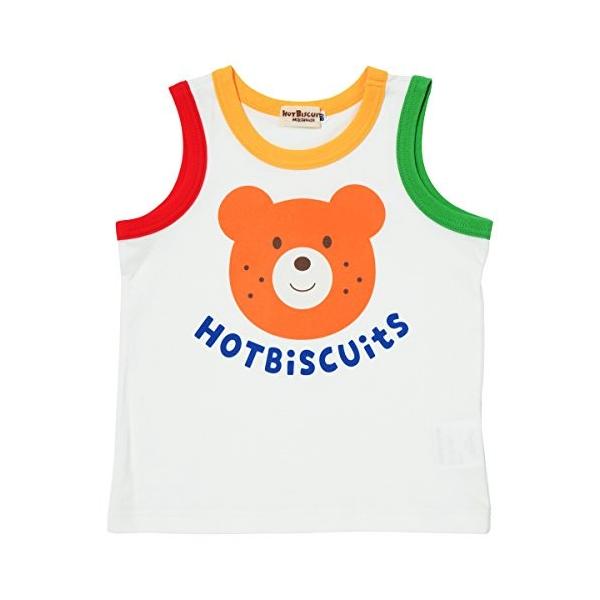 ミキハウス ホットビスケッツ Mikihouse Hot 有名な Biscuits キャラクタータンクトップ 72 51 お顔がドン 白 80cm