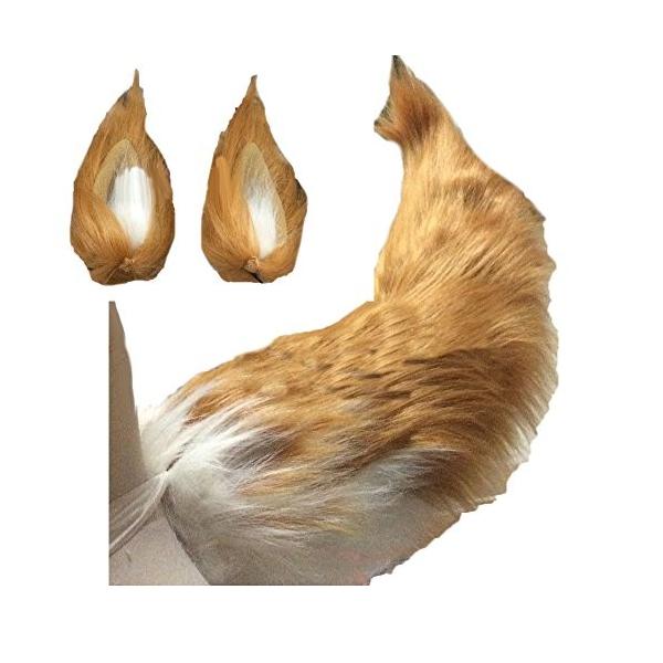コスプレ道具 ハロウィン 文化祭 グッズ なりきり 猫耳 しっぽセット キツネ しっぽ長さ70cm 記念日 ブラウン