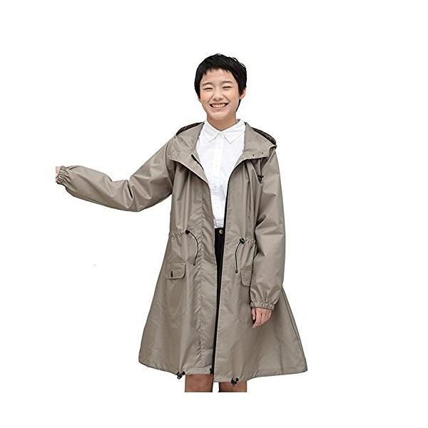 Tiohoh 保証 レインコート レディース 合羽 女性用 撥水 雨具 防水 通勤 ファスナー 便利 収納袋付き 自転車 フード付 な 通学