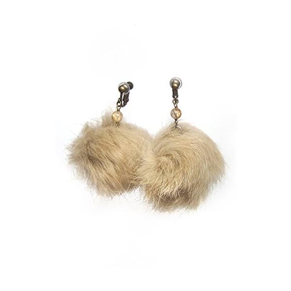 チェリーcherry スモーキーブラウン ラビット ファー 卓越 イヤリング パワーストーン シリコンカバー付き 天然石 ルチルクォーツ 48