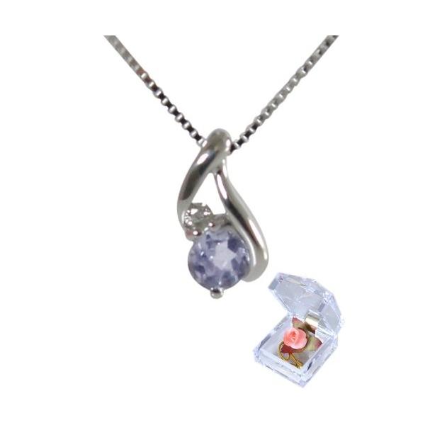 ジュエリーコトブキ 6月 誕生石 ブルー ムーンストーン ダイヤモンド プチ ペンダント ネックレス K10wg 誕生日 プレゼント お花