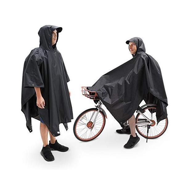 Jteng ポンチョ レインコート 3 In 1レインポンチョ セール特別価格 多機能 自転車 男女兼用 収納袋付き フリーサイズ 雨具 高品質 バイク