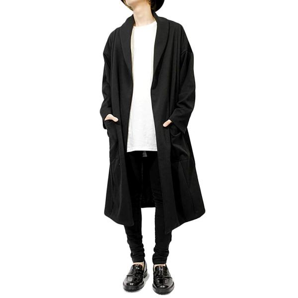 カーディガン メンズ ロング 変形 デザイナーズ コート ビッグシルエット ショールカラー 国産 ガウン ブラック 日本製 F コーディガン いつでも送料無料