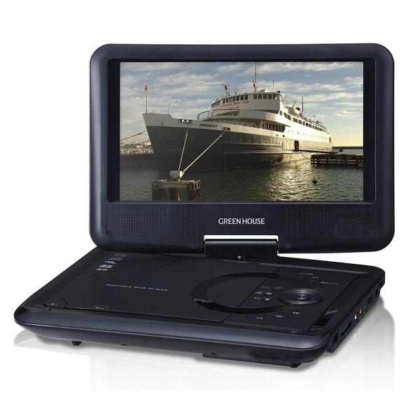 グリーンハウス ポータブル Dvd プレーヤー 9型 搭載 車載用ヘッドレスト取り付けキット付属 割引 ワイド液晶 単3形 800 480