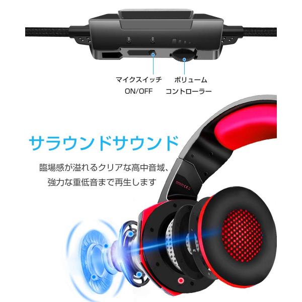 ゲーミングヘッドセット 在庫あり Ps4 ヘッドセット マイク付き ヘッドホン 高音質 Fps ヘッドフォン Switch 有線 サラウンド スイッチ