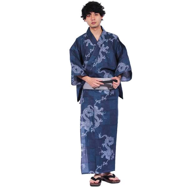 エイト 8 Eight 8color 浴衣 3点セット ゆかた 帯 下駄 コットン 夏 花火大会 龍ネイビー ｌ Www Rocher Concept Fr