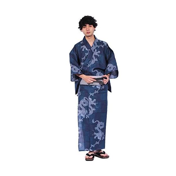 エイト 8 Eight 8color 浴衣 3点セット ゆかた 帯 下駄 コットン 夏 花火大会 龍ネイビー ｌ Www Rocher Concept Fr