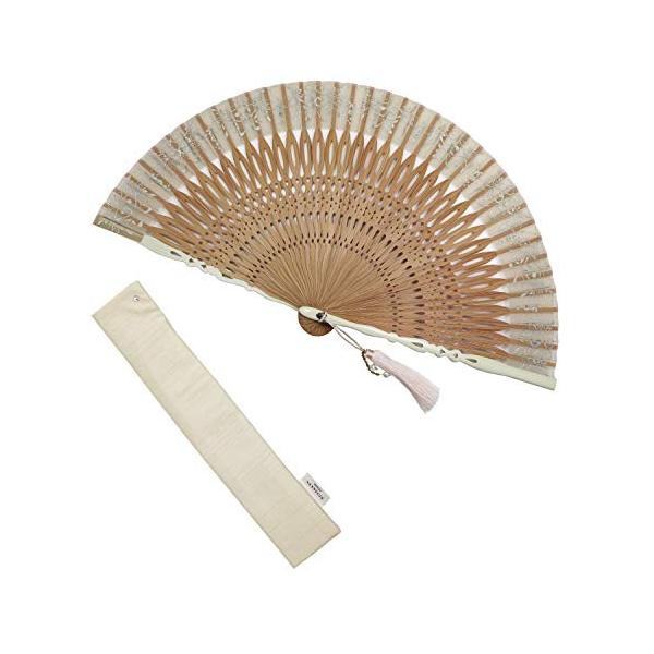 扇子 女性 ストアー 扇子袋 ハンカチセット オーナメント ベージュ コットン 桐箱入り 女性用 おしゃれ レディース