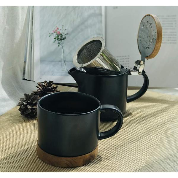Clapoyis マグカップ コーヒーカップ 急須 湯飲み セット 茶こし付き レディペアカップ C 北欧 おしゃれ 秋冬新作 陶器 ブラック メンズ