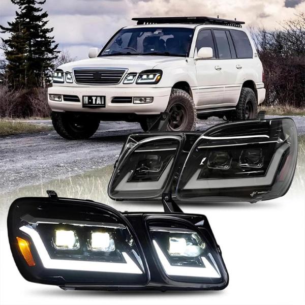 【並行輸入品】ペアヘッドライトアセンブリレクサス LX470 1998-2006 LED