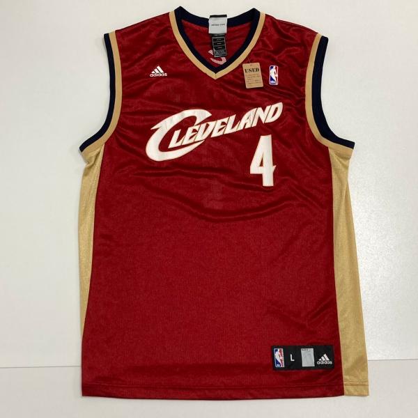 【古着】NBA・adidas　アディダス　ゲームシャツ　タンクトップ型　赤　レッド　チーム系　スポーツ　ナンバーロゴ　Lサイズ　