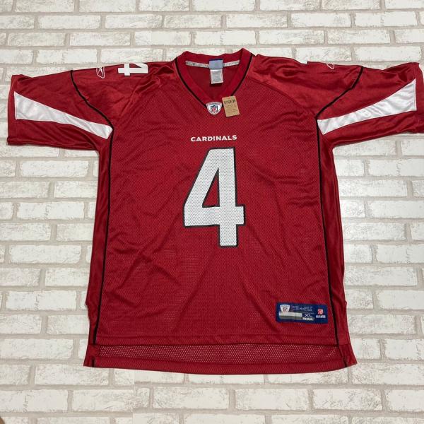 【古着】NFL・Reebok　CARDINALS　カーディナルズレッド半袖ナンバーロゴゲームシャツ　 XLサイズ