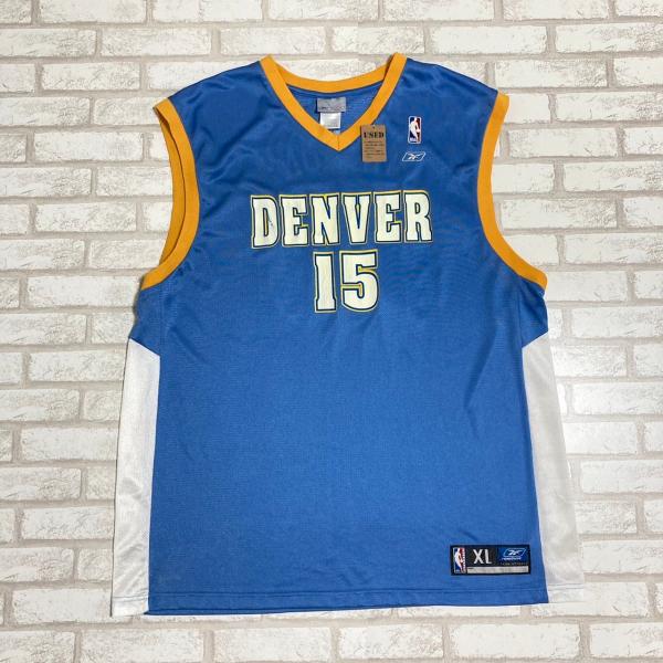 【古着】NBA・Reebok 　ロゴ入りタンクトップタイプブルーゲームシャツ　XLサイズ