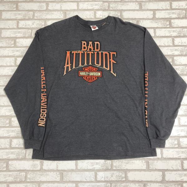 ハーレーダビッドソン ロンT Tシャツ 古着 長袖 グレー HARLEY DAVIDSON