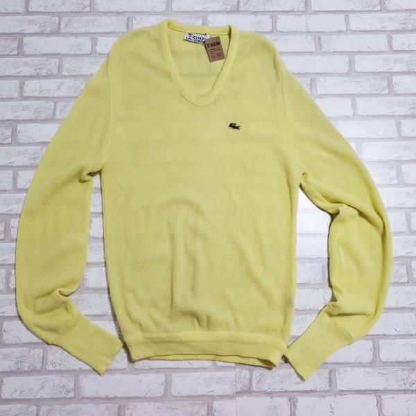 【古着】 IZODLACOSTE（アイゾッドラコステ） ニットセーター　Lサイズ　イエロー　黄色