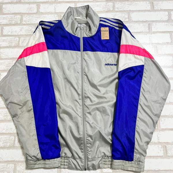 adidas（アディダス） 【古着】 ナイロンジャケット シルバー・青