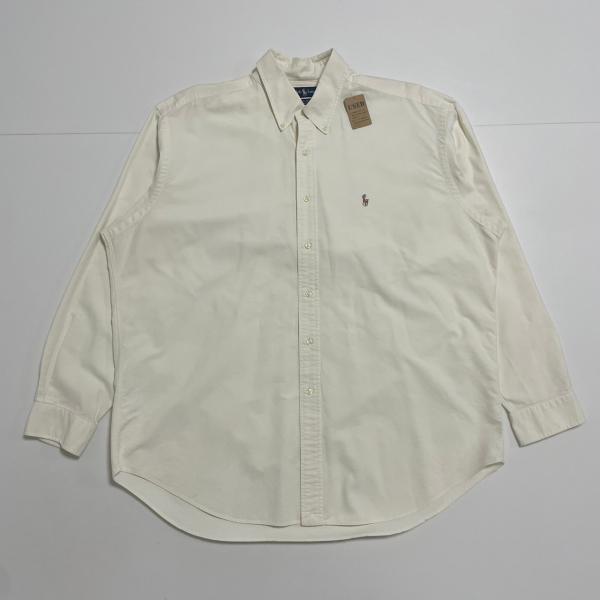 【古着】RRL コットン長袖シャツ　Mサイズ POLO RALPH LAUREN ラルフローレン 長袖シャツ 無地 白 XLサイズ 古着