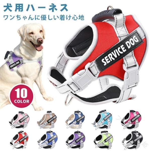 犬用ハーネス 名前入り 胴輪 小型犬 中型犬 大型犬対応 簡単装着 ハンドル付き 頑丈 抜けない 脱げない 柔らかい 通気性抜群 ペット用