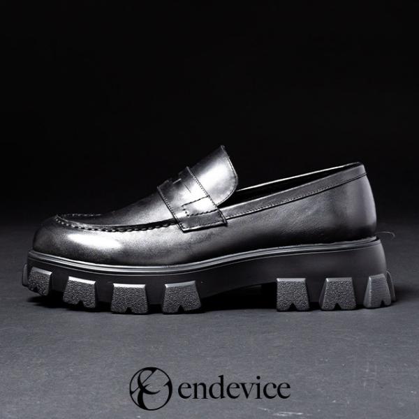 endevice ローファー メンズ 本革 厚底 カジュアルシューズ