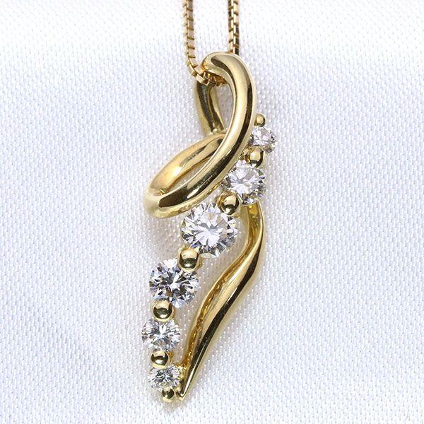 シンプル縦ライン ダイヤモンド 0.50カラット ネックレス K18