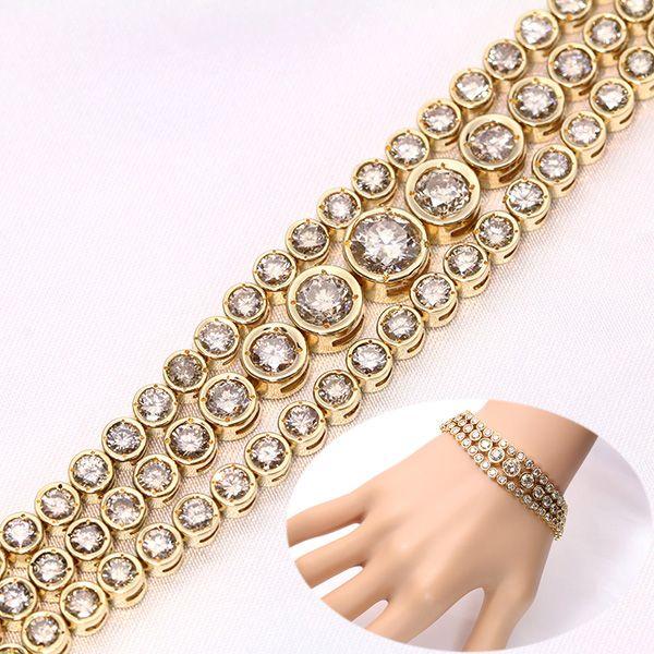 ダイヤモンド 10.カラット(10ct） 3連テニスブレスレット K18 30グラム 