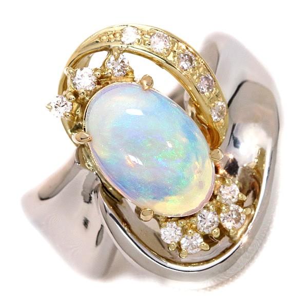 セミクリスタルオパール　シルバーリング　ホワイトトパーズ付き セミクリスタルオパールシルバーリングホワイトトパーズ付き