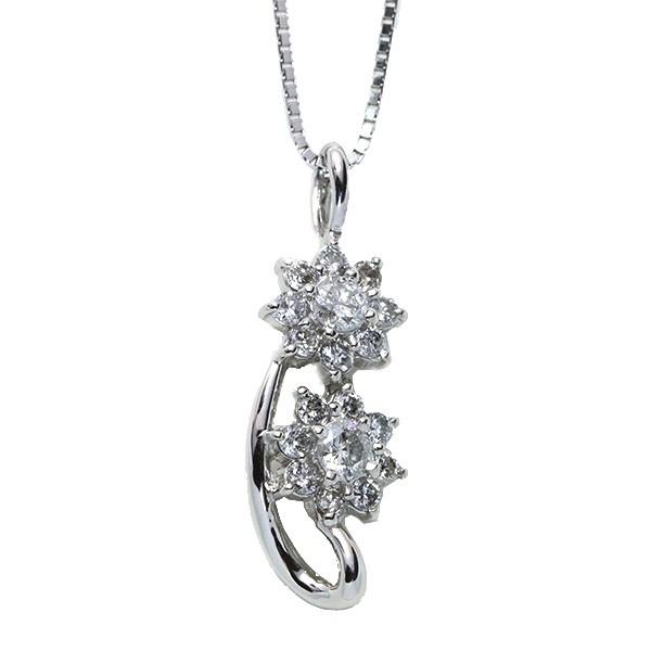 PT900/PT850 ダイヤ0.5ct ネックレス 長さ調整可 美品 ダイヤモンド 0.5カラット フラワーデザインの縦ライン ネックレス