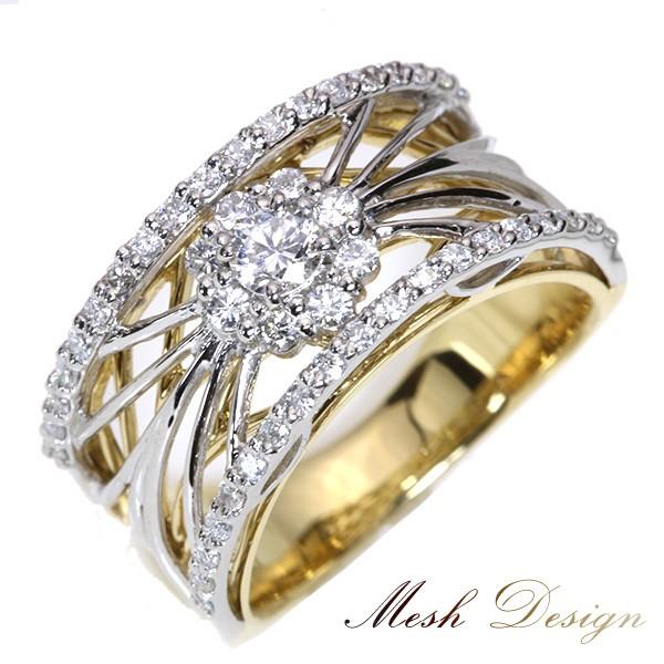 ダイヤモンド0.16カラット リング/指輪 PT900/K18 mesh メッシュ  