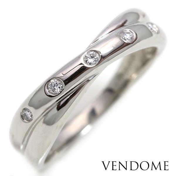 VENDOME☆ヴァンドーム Pt900 天然ダイヤモンドドットデザインリング