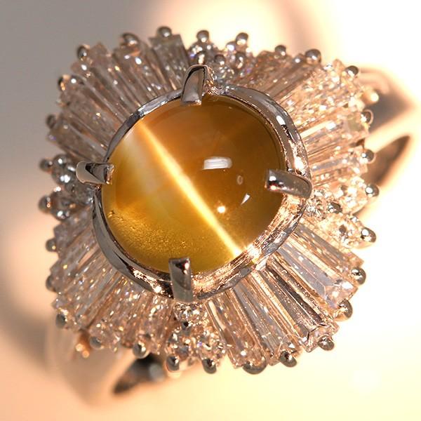 クリソベリルキャッツアイ 2.02カラット リング/指輪 PT900 ダイヤ  