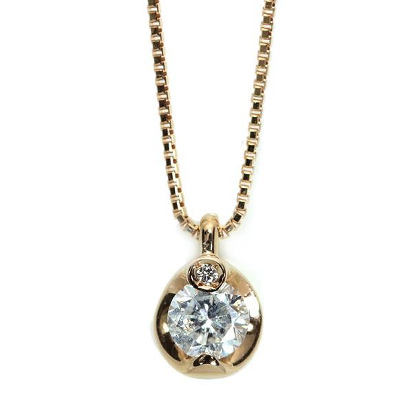 ダイヤモンド 0.20カラット ネックレス 18金ピンクゴールド K18PG 一粒 