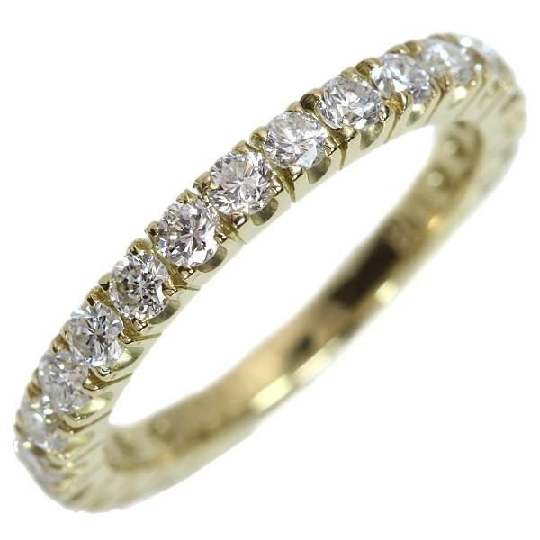 ダイヤモンド リング 0.9ct K18 ほぼフルエタニティ 豪華ダイヤ 一文字 