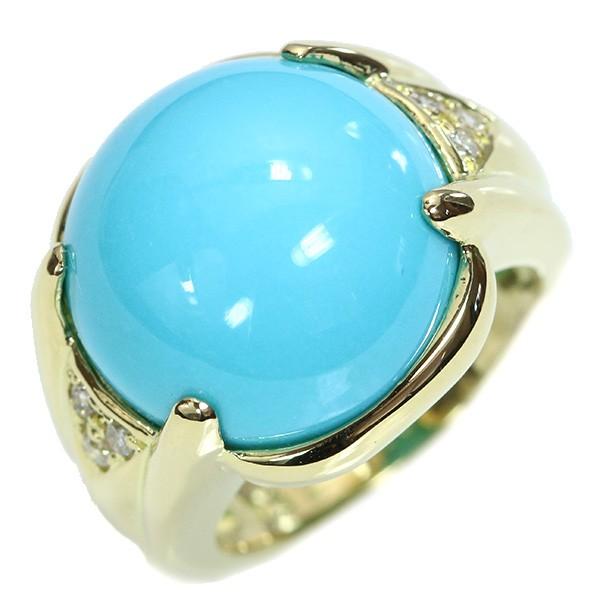 トルコ/ターコイズ リング/指輪 12.61ct 18金イエローゴールド K18