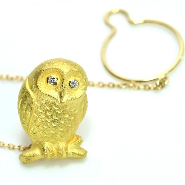 K18フクロウ ブローチ 約2センチ