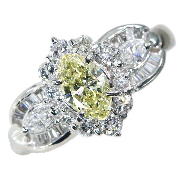 イエローダイヤモンド リング/指輪 0.55ct プラチナ900 PT900 大粒 