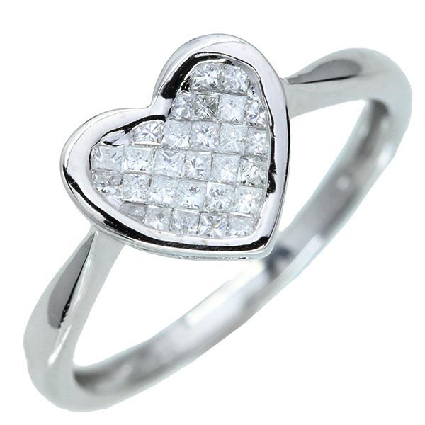 ダイヤモンド リング/指輪 0.25ct K18WG ハートシェイプ