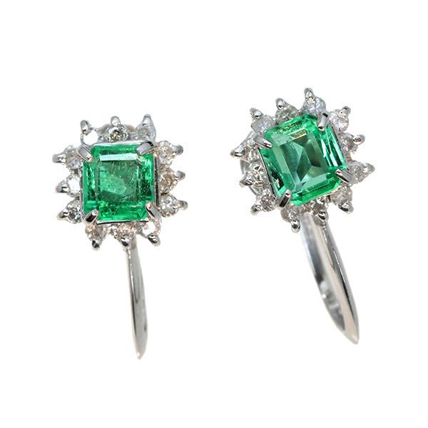エメラルド イヤリング 0.450カラット プラチナ850 PT850 ダイヤ  