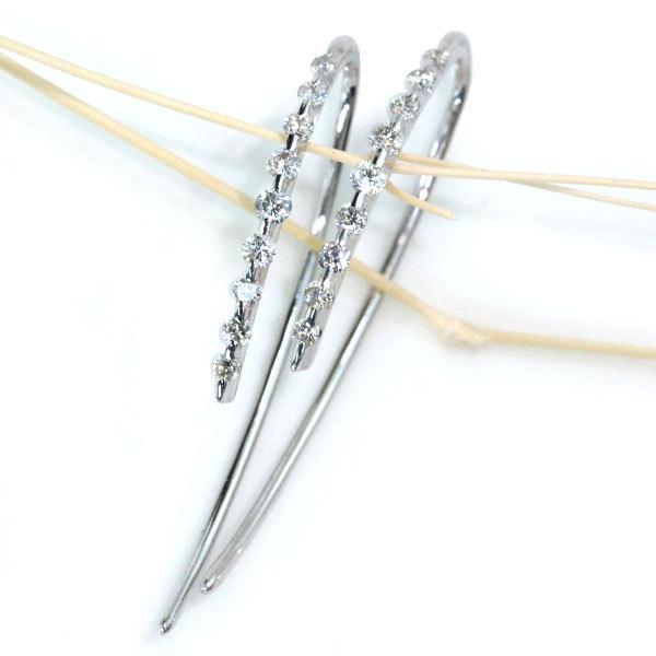 ダイヤモンド ピアス 0.20カラット 18金ホワイトゴールド K18WG ライン
