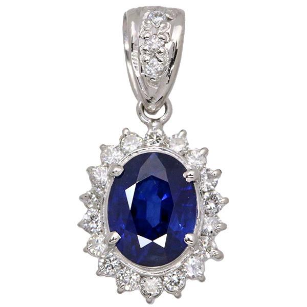 サファイヤ ペンダントトップ 1.290カラット プラチナ900 PT900 上質の