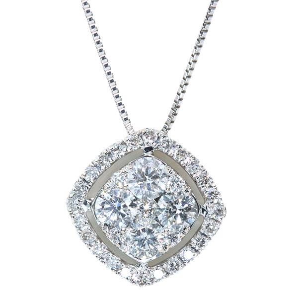 ダイヤモンド ネックレス 0.60ct K18WG びっしりダイヤが煌めく  