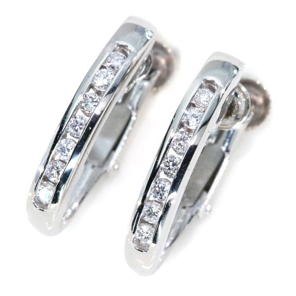 ダイヤモンド イヤリング 0.240ct プラチナ PT900/K14WG(金具) フープ 
