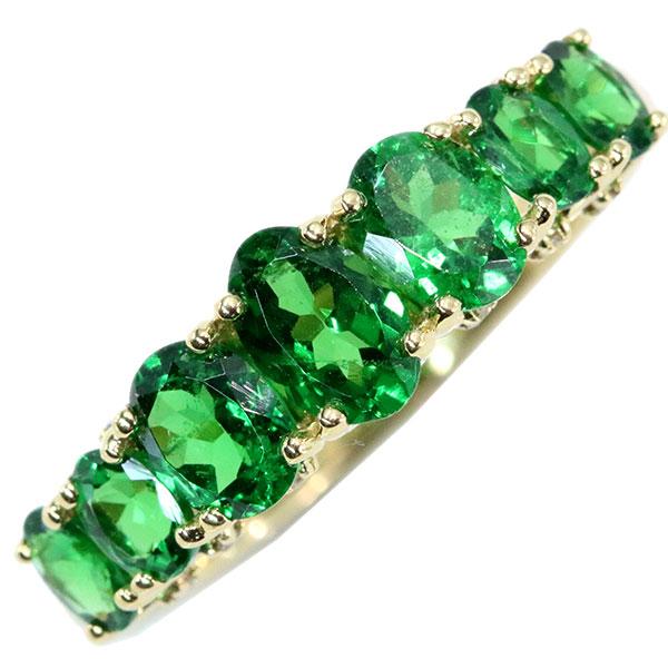 グロッシュラー グリーンガーネット リング/指輪 1.55ct 18金イエロー 